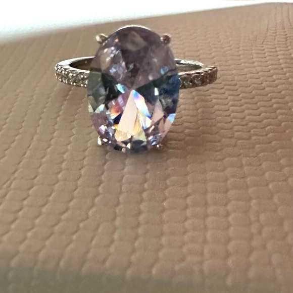 4.2 Carat Oval Cut Diamond Moissanite Ring 18k Vermeil